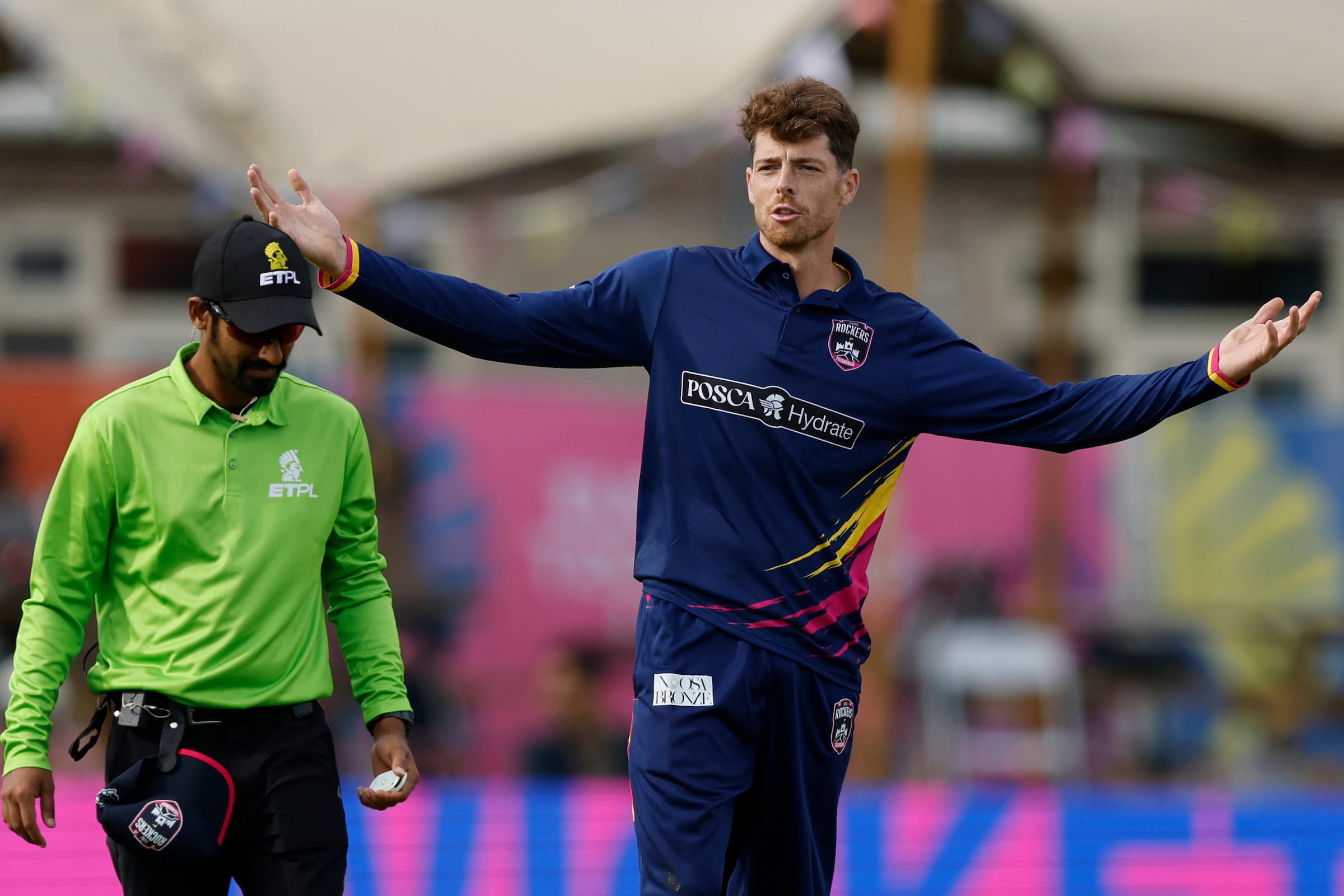 Santner celebrating his 5-wicket haul against the Dublin Guardians